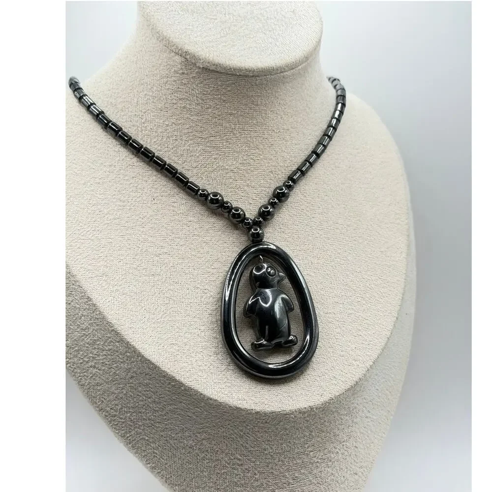 Dark Metal Pendant Necklace Set – 2 Pc Modern Artisan Style